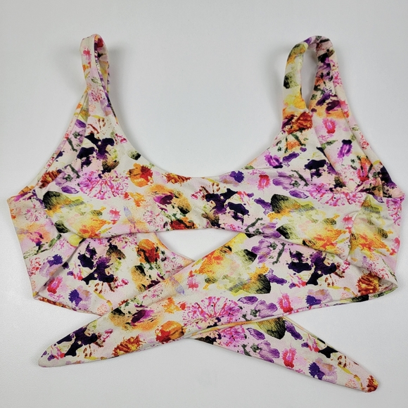 Martha Rey Anthropologie Tie Front Floral Bikini Top XS - Picture 5 of 5
